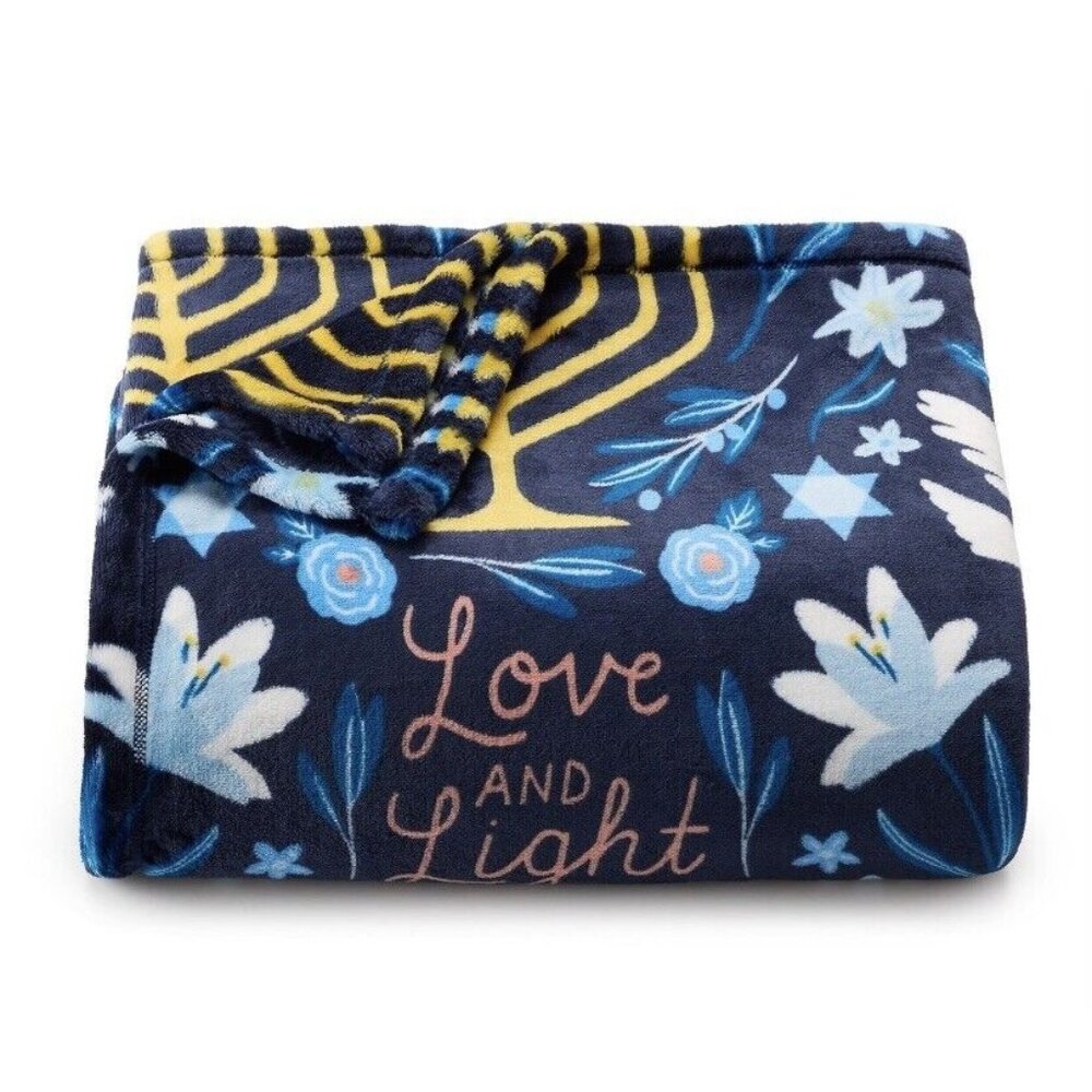 CHANUKAH Hanukah “LOVE & LIGHT” Soft Plush BLANKET THROW Bedding 60”x72” NEW